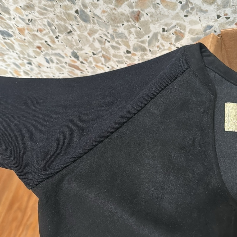 Lauren James River Dress Black Casual 3/4 Sleeve Pocket Suede Knit Sleeve Small - Picture 9 of 9